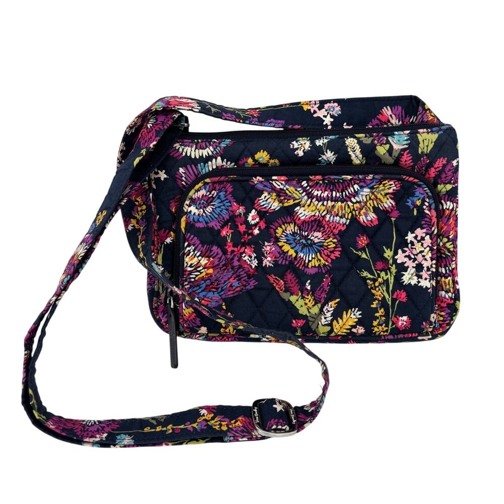 Vera Bradley Crossbody Bag Midnight Wildflowers Blue Floral Small Handbag